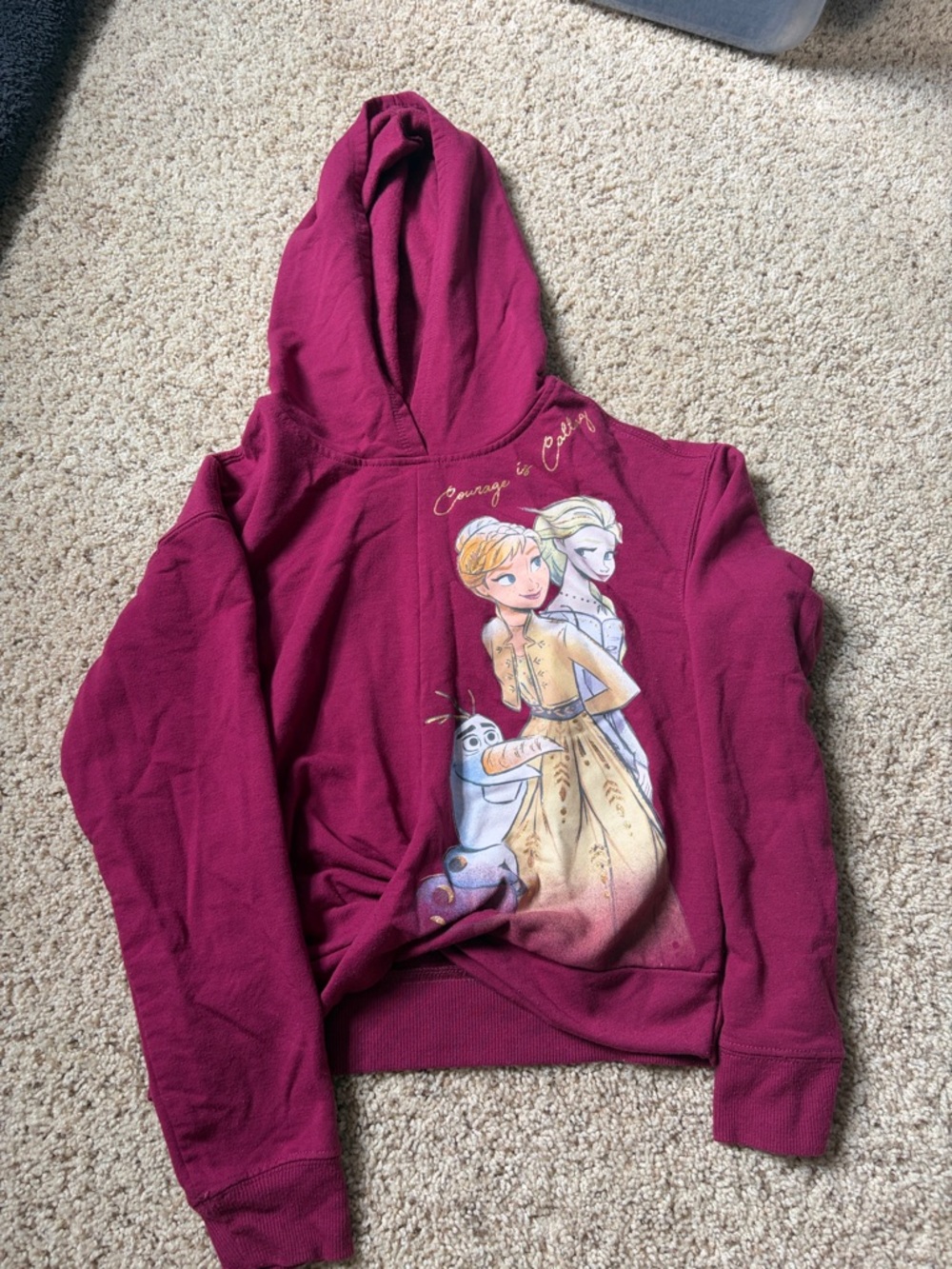 Disney Girls' Frozen Hoodie in Berry Pink with Character Print